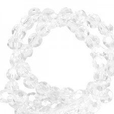 Faceted glass beads 4mm round Crystal-pearl shine coating